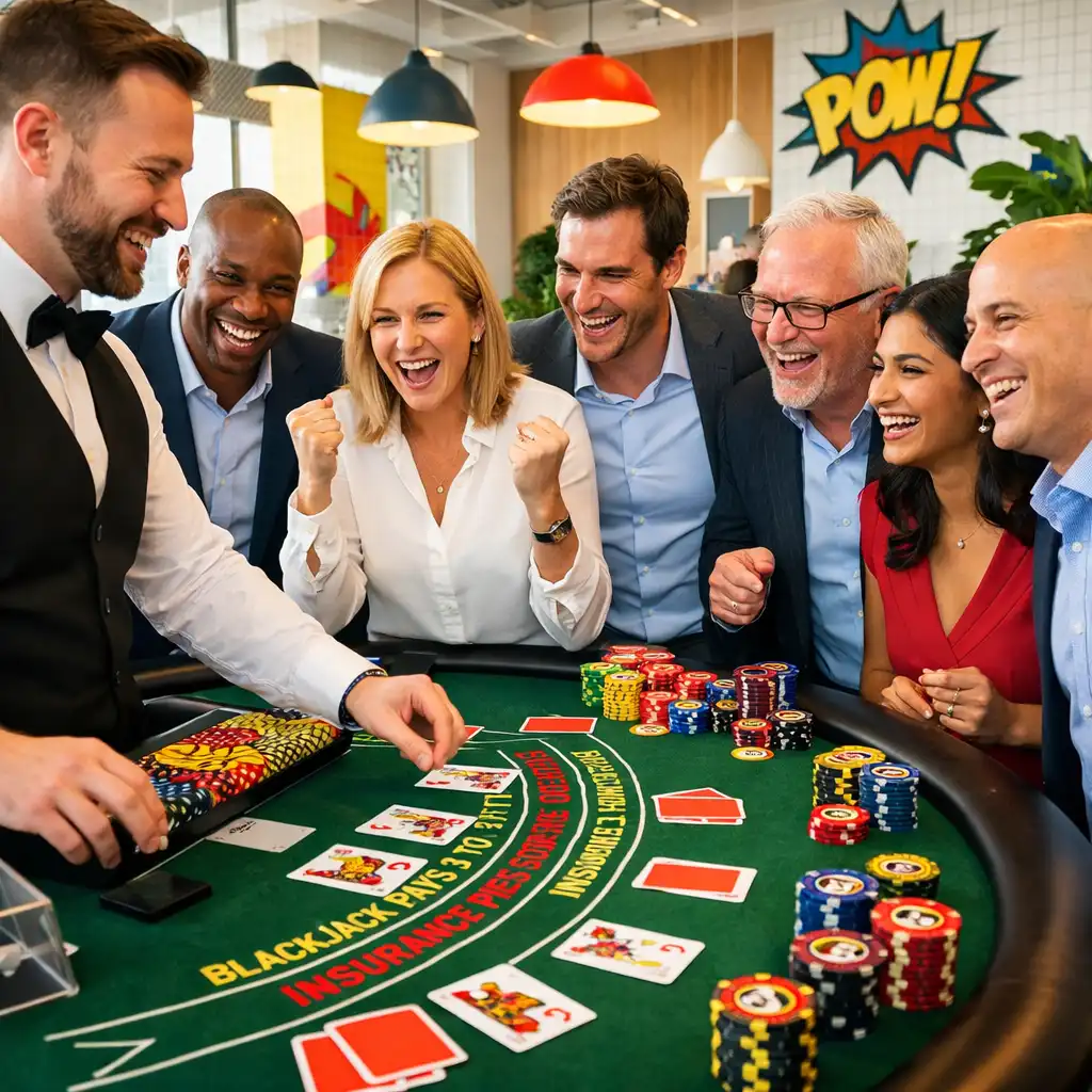Stół do blackjacka podczas eleganckiego eventu firmowego